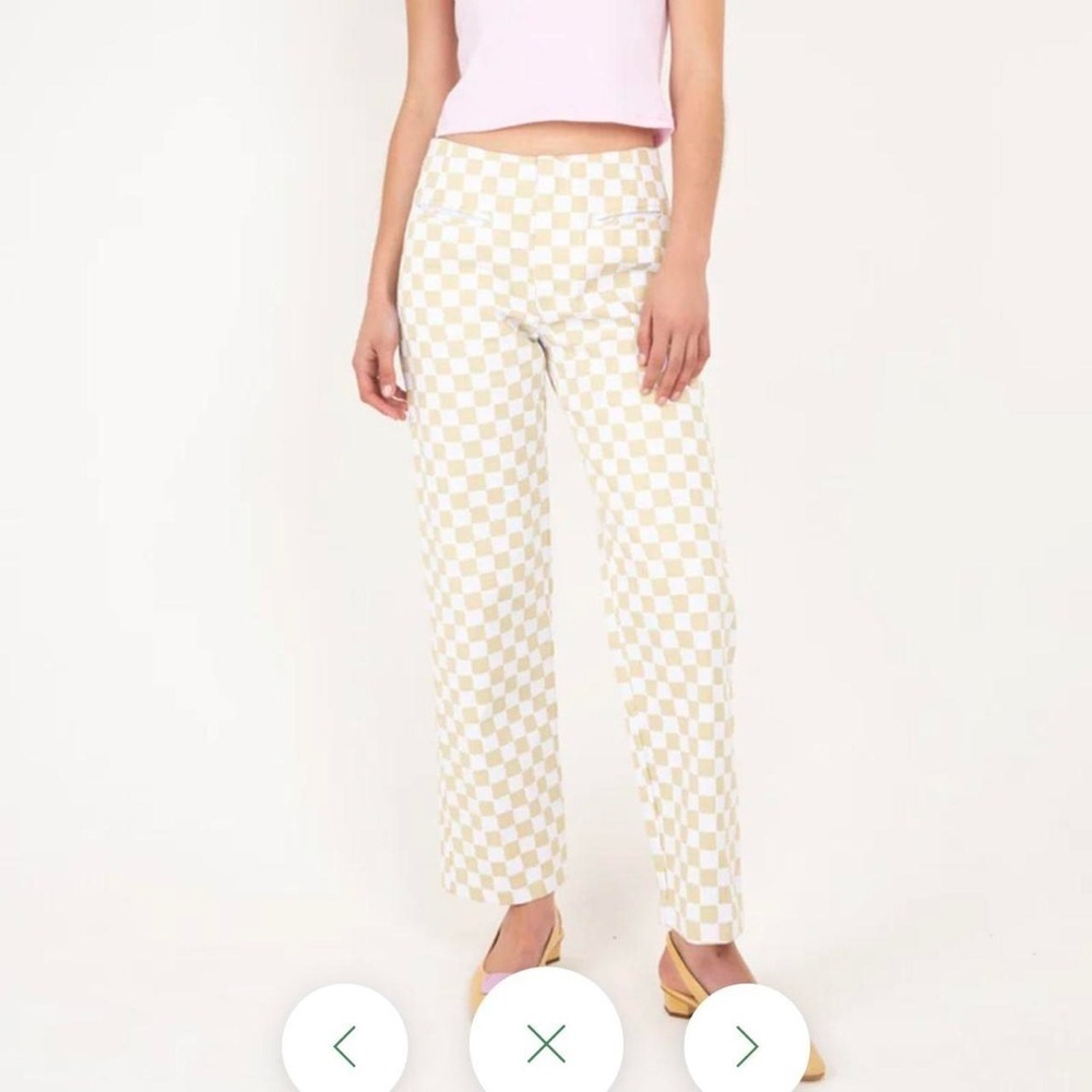 Holiday by Emma Mulholland Checkered Cream Women's Pants Size M - Picture 3 of 10